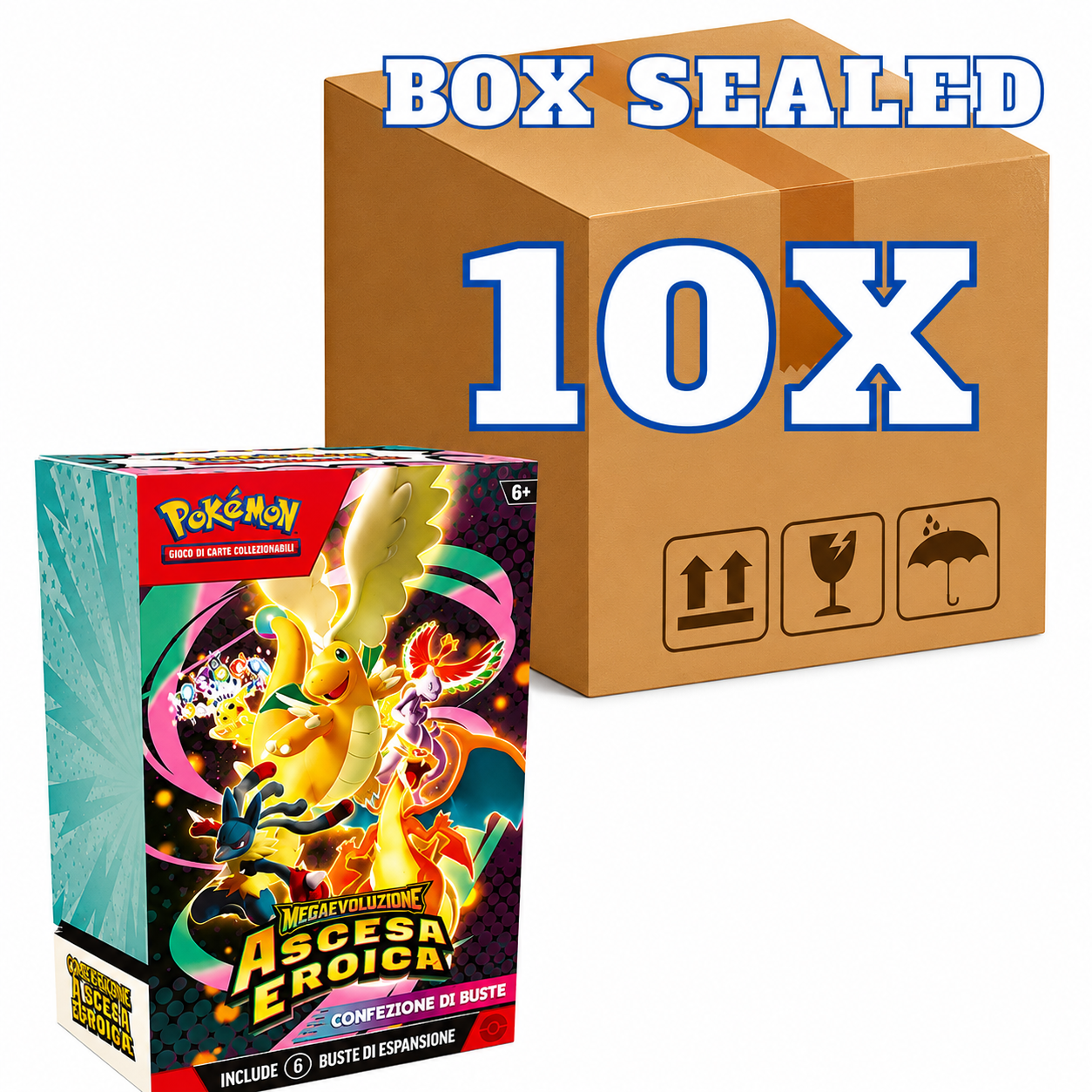 Pokémon Box Sigillato Ascesa Eroica 10x Bundle da 6 Buste 10 Carte ITA